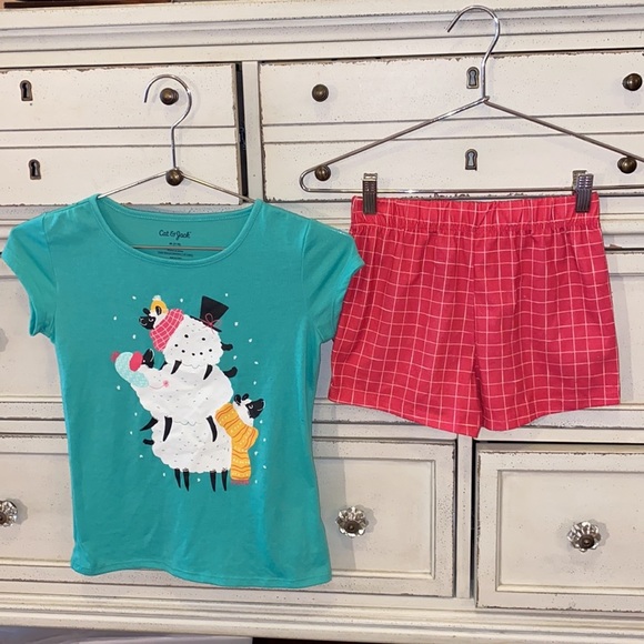Cat & Jack Other - Cat & Jack tee shirt & shorts pajamas PJ’s outfit set top & bottom pink & green​